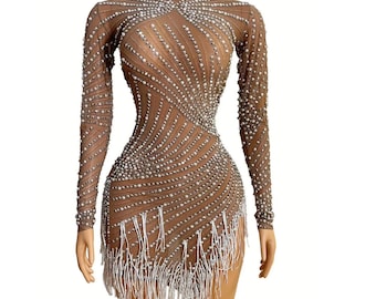Nude Rhinestone Jumpsuit - Etsy