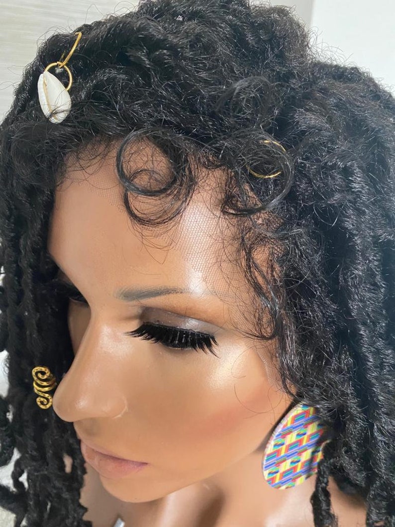 Lace Front Wig Braided Faux Locs KINKY CURLY Black Crochet Etsy Ireland