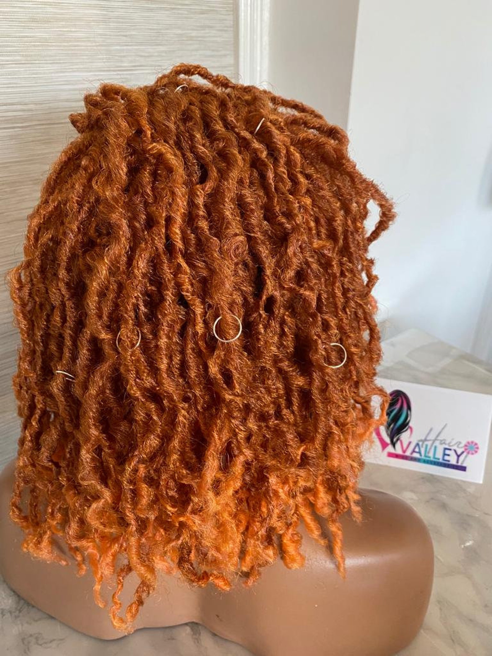 Lace Front Wig Braided Soft Faux Locs Curly ORANGE COLOR Etsy