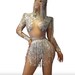 Crystal Bodysuit Sequin Bodysuit Fringe Tassel Skirt Diamond Cowgirl Rhinestone Jumpsuit Party Dress Sexy Costume Drag Queen Festival Outfit 