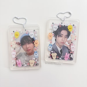 Kpop Acrylic Photocard Holder | stray kids skzoo skz clear pc holder keychain standee, double sided cute card holder gift