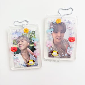 Kpop Acrylic Photocard Holder | cute shooting star clear pc holder keychain standee, double sided card holder kpop gift