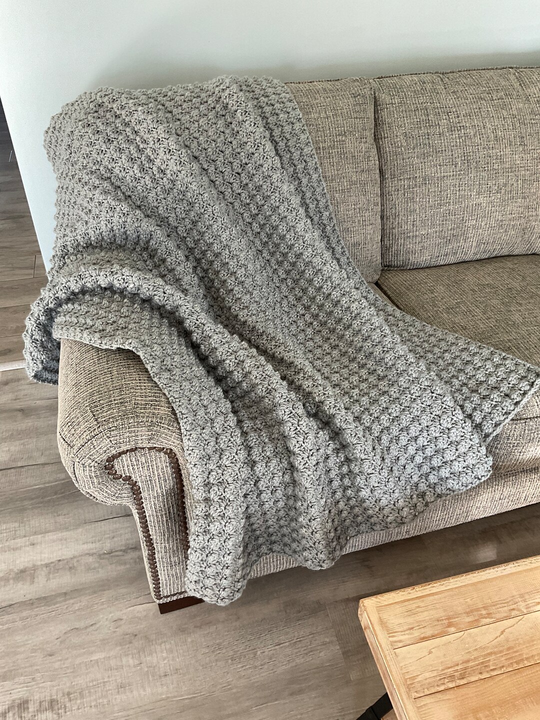Chunky Bobble Crochet Blanket Afghan Gray Acrylic 56L X 50W Etsy