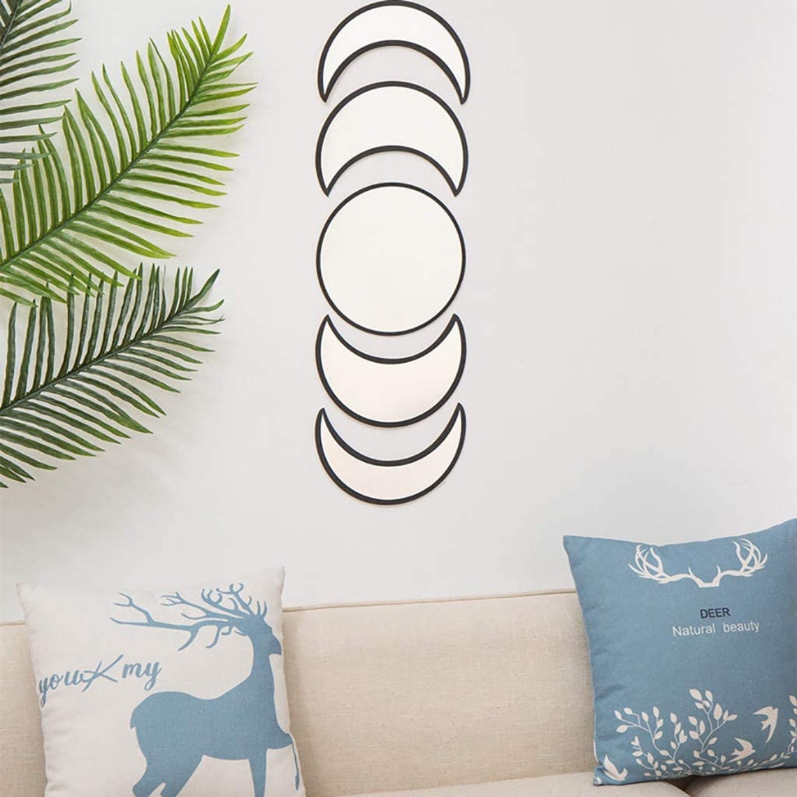 Moon Phase Mirror Set/ 5pcs Scandinavian Natural Decor Glass Etsy