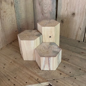 Wood Trio Three Tier Pine Hexagons