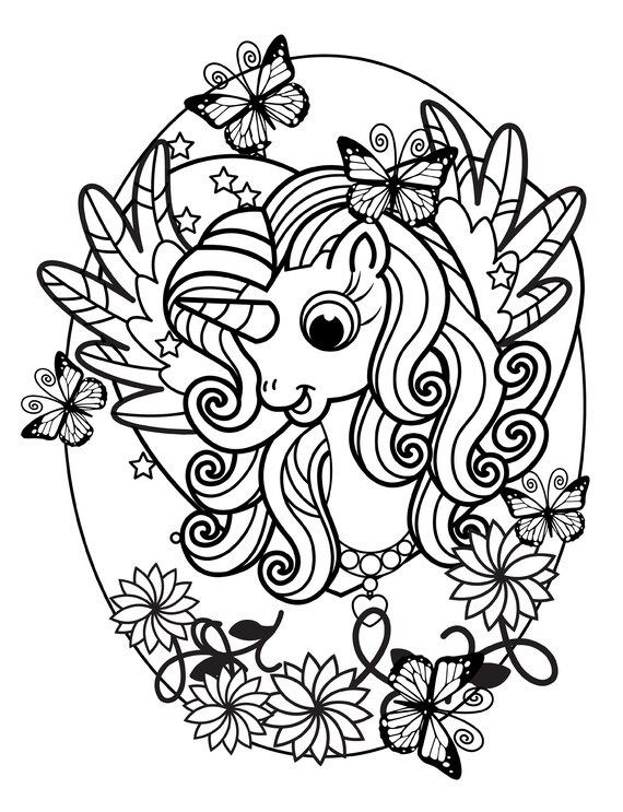 60 Printable UNICORN COLORING PAGES | Etsy
