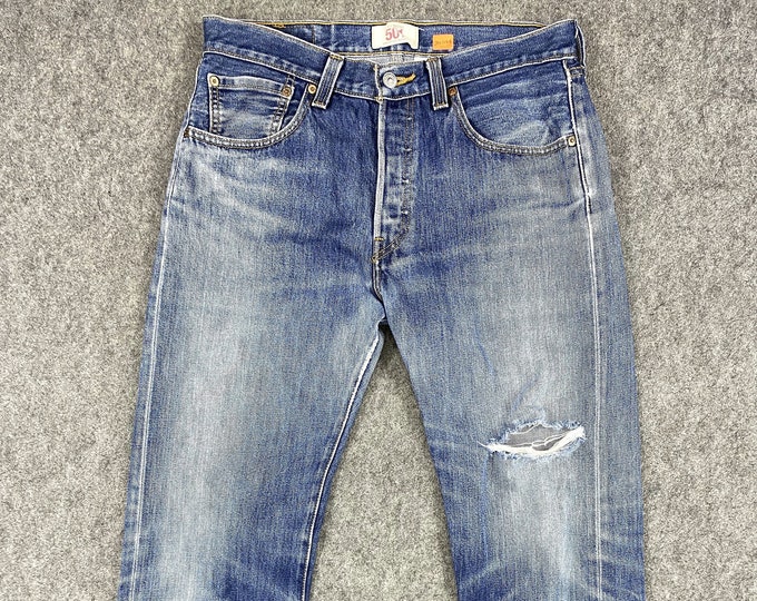 Vintage Levi's 501 Jeans 32x32 Blue Distressed Denim Red Tab Faded ...