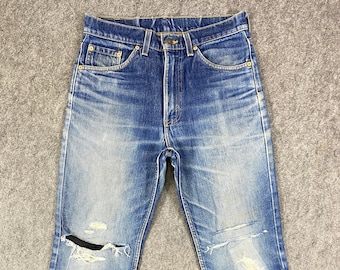 Redline 80s Big E Ripped Vintage Levis Jeans 32x29.5 Blue Distressed ...