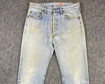31x31 80&#39;s Vintage Levi&#39;s 501 Jeans Light Blue Wash Denim Red Tab Faded  Button Fly Denim Grunge Style Vintage Denim Unisex Jeans