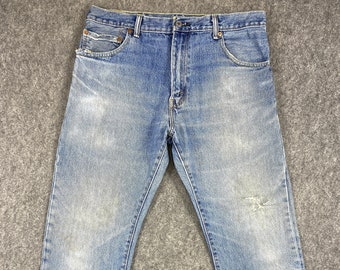 34x30.5 Vintage Levi's 517 Jeans Distressed Blue Denim Red Tab Stonewash Faded Denim Grunge Style Zipper Vintage Denim Unisex Jeans W34