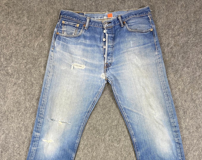 Vintage Levi's 501 Jeans 35x33.5 Blue Wash Denim Red Tab - Etsy