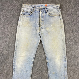 31x31 80&#39;s Vintage Levi&#39;s 501 Jeans Light Blue Wash Denim Red Tab Faded  Button Fly Denim Grunge Style Vintage Denim Unisex Jeans