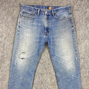 36x29 Vintage Levi&#39;s 505 Jeans Distressed Blue Denim Red Tab Faded Denim Grunge Style Vintage Denim Unisex Jeans