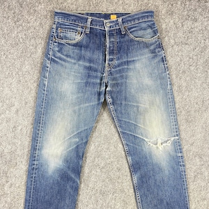 31x32 Vintage Levi&#39;s 501 Jeans Blau Distressed Denim Red Tab Faded Button Fly Denim Grunge Style Vintage Denim Unisex Jeans
