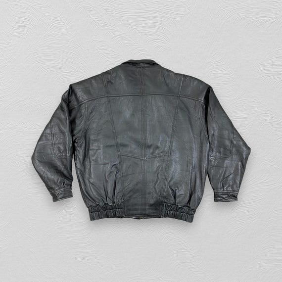Vintage Scandinavian Leather Jacket 90s Black Leather Bomber