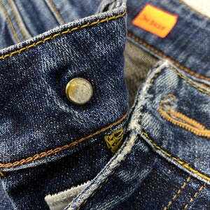 Storlek 29x27.5 Vintage Wrangler Blue Bell Jeans Flare Cut Bootcut Denim, Distressed Fade, Låg midja, Y2K Estetisk Boho Chic bild 9