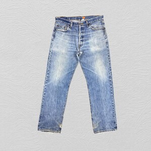35x32 Vintage Levi&#39;s 501 Jeans Distressed Blue Denim Red Tab Faded Denim Grunge Style Vintage Denim Unisex Jeans
