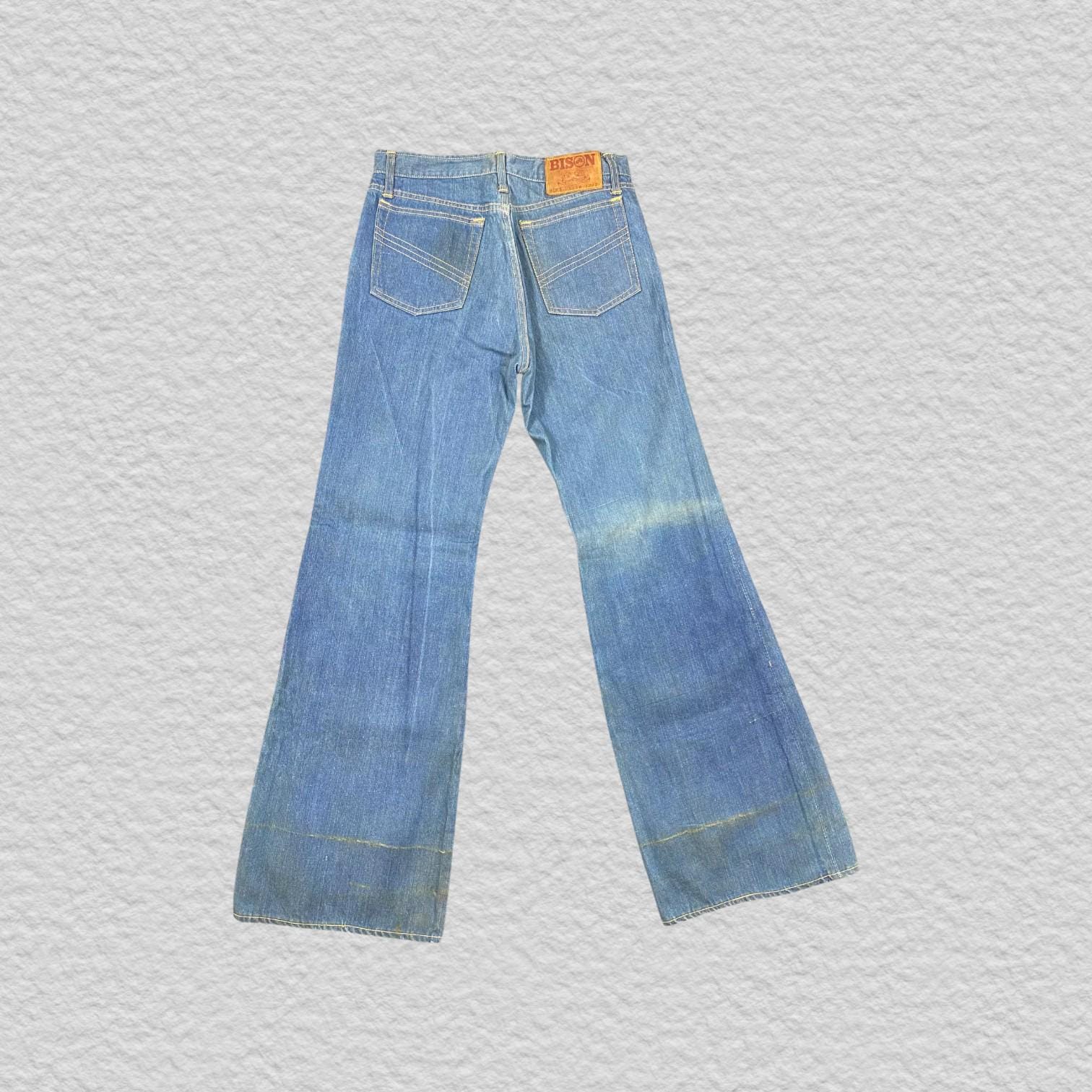 Vintage 70s BISON Bell Bottom Jeans - Rare Japanese Denim Flare 