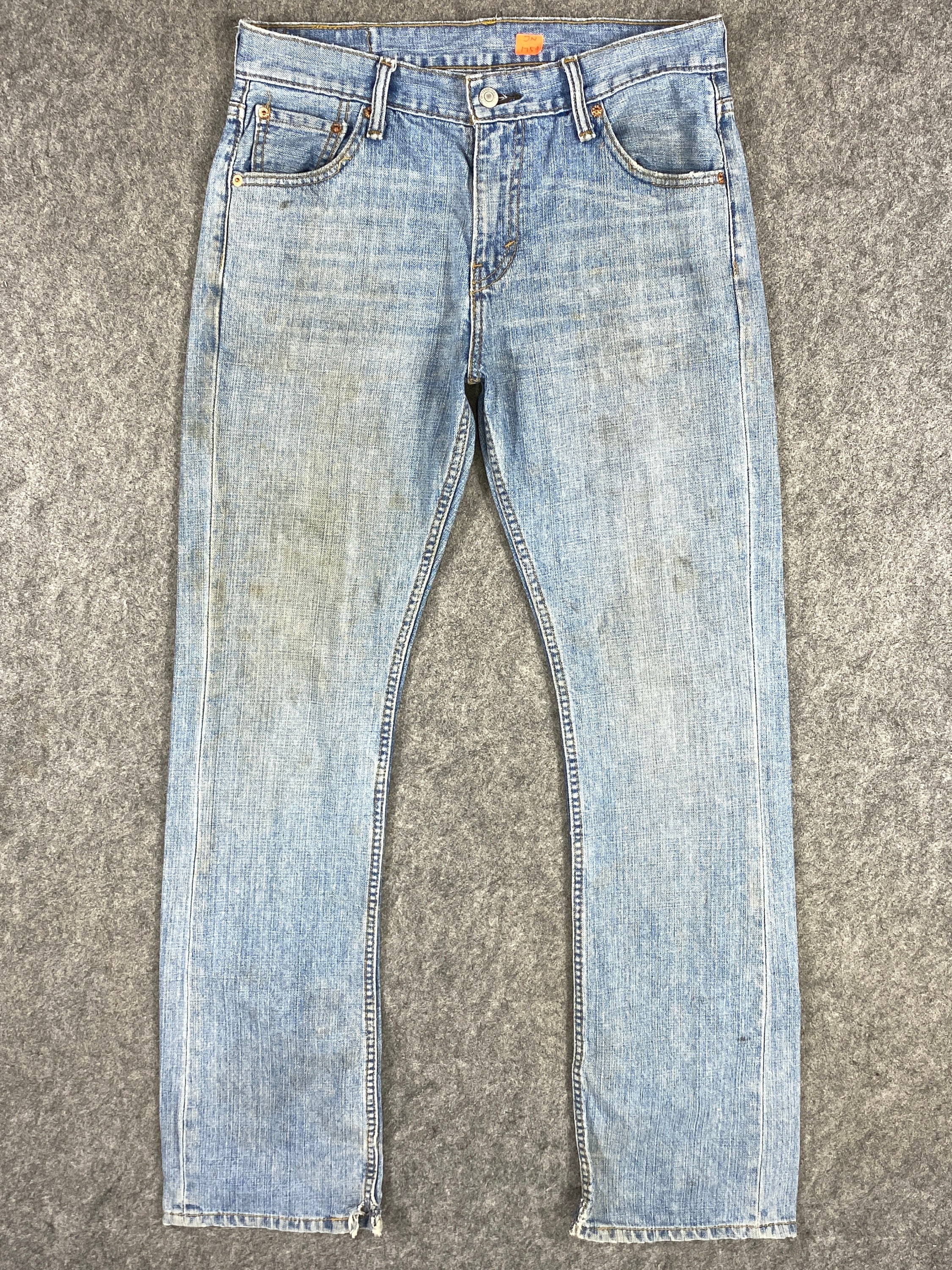 527 Jeans 30x32.5 Faded Blue Denim Red 