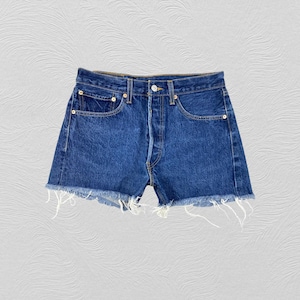 Vintage Levi's 501 Cut Off Denim Shorts | High Waisted Medium Wash Button Fly Levi Shorts | Size 31 Waist | Made in Dominican Republic