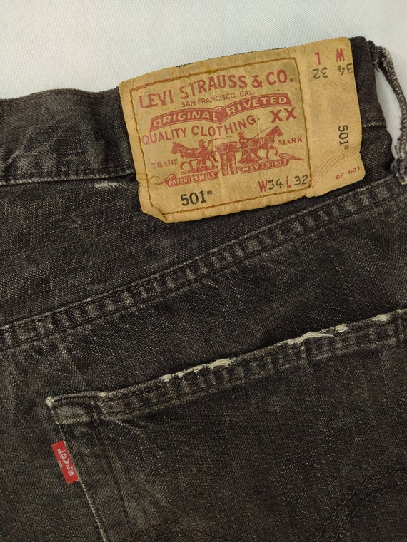 Vintage Levi's 501 Black Denim 34x29 Red Tab Fade… - image 7
