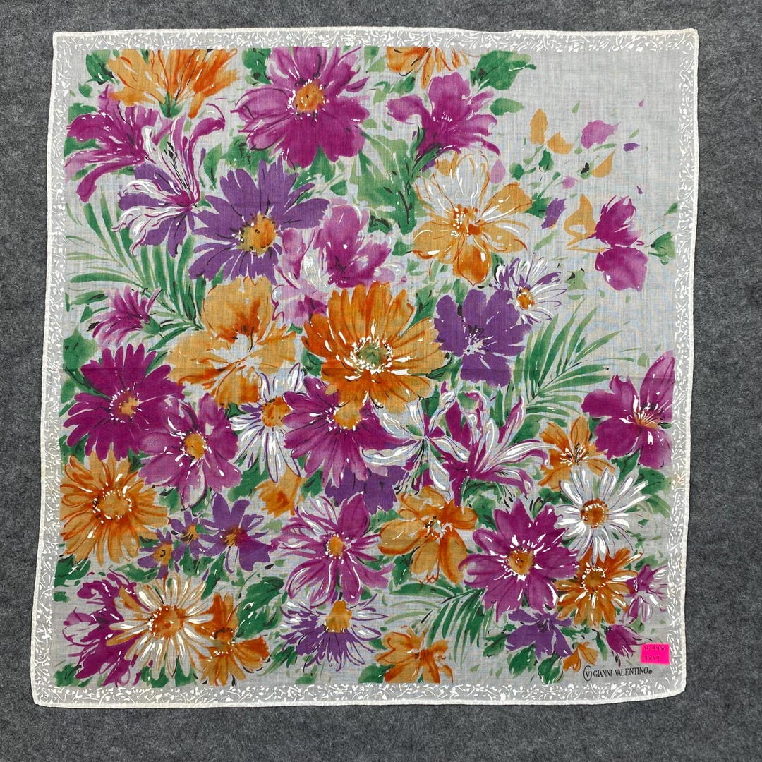 Vintage Gianni Valentino Floral Handkerchief Colorful Flower Print