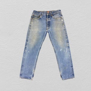 30x28.5 Vintage Levi&#39;s 501 Jeans Dirty Used Blue Denim Red Tab Faded Denim Grunge Style Vintage Denim Unisex Jeans