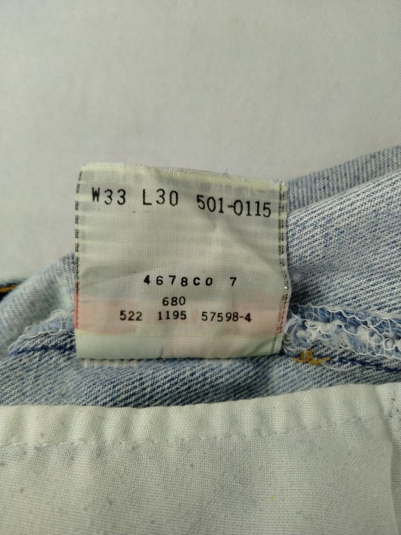 90s Vintage Levi's 501 Jeans 33x31 Light Blue Was… - image 7