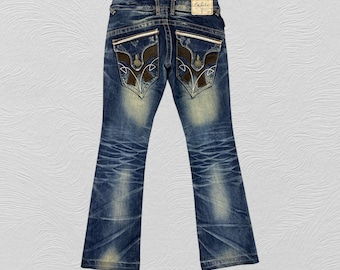 30 x 30 vintage lolita-jeans Y2K lage taille bootcut denim noodlijdende flare-jeans 100% katoen Koreaanse ontwerper W30