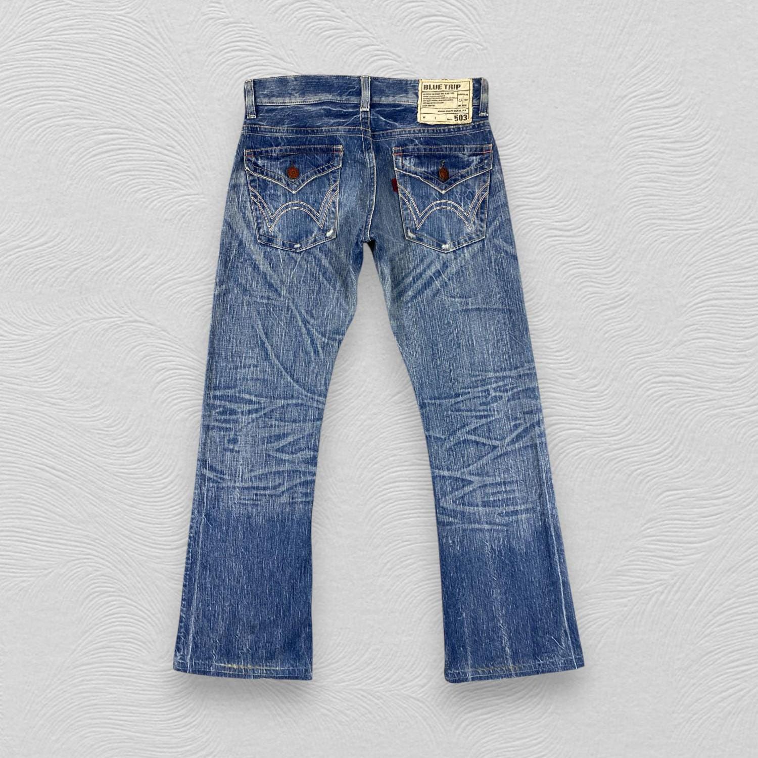 34x30.5 Vintage Edwin 503 Blue Trip Jeans 30x32 Made in Japan