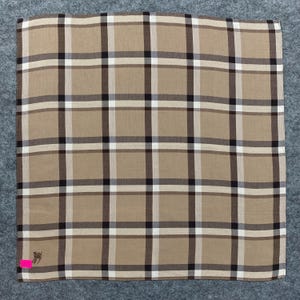 Vintage Burberrys London Handkerchief Nova Check Beige Luxury Pocket Square |Cotton Bandana 18x18  Authentic Burberry Plaid Scarf Accessory