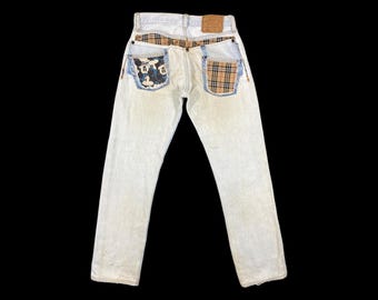 24x32 Vintage 90s Mickey Mouse Airbrushed Hand Painted Levi's