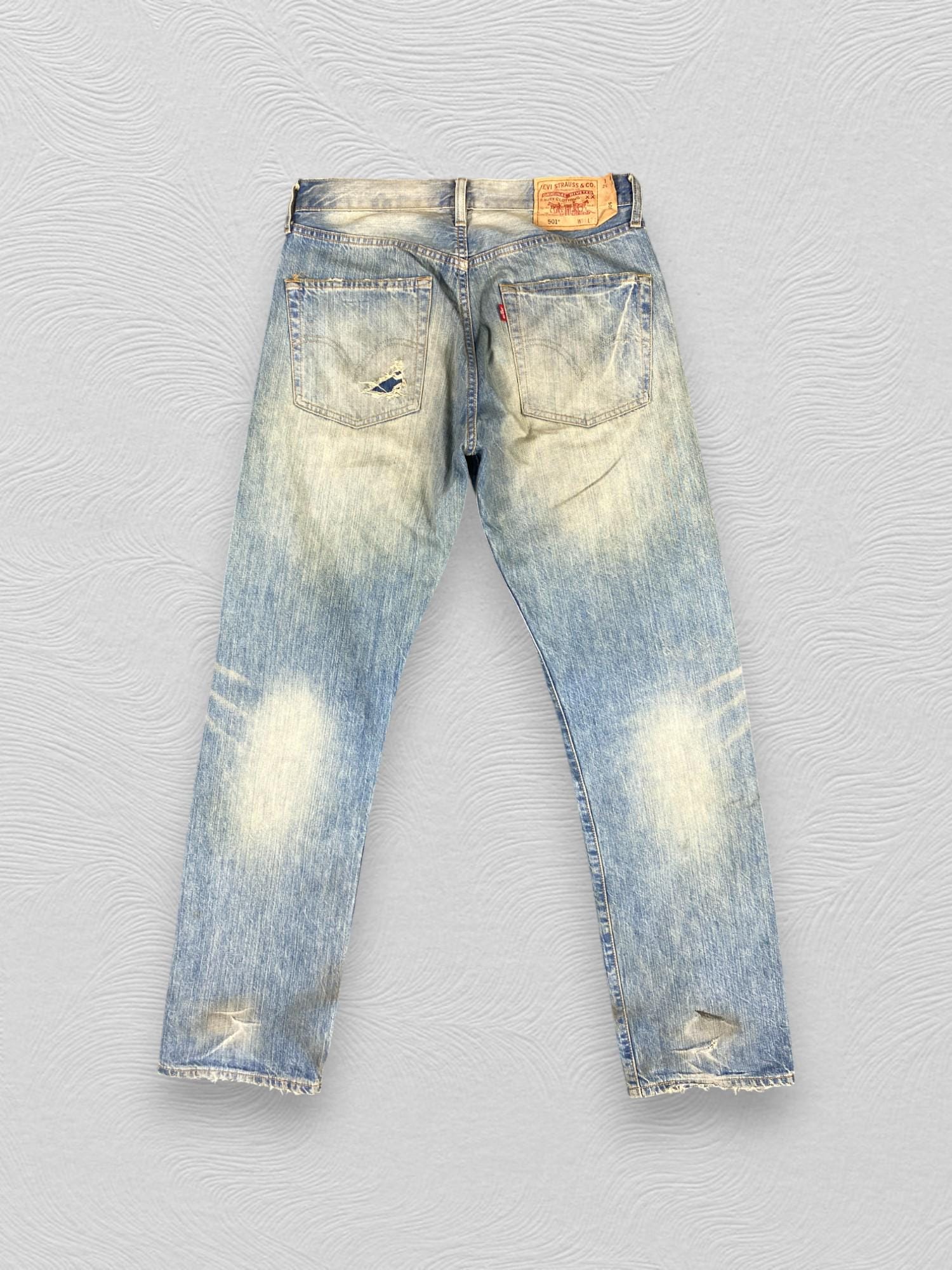 Size 31x33 Vintage Levi's 501 Jeans Dirty Blue Wash Denim Red Tab