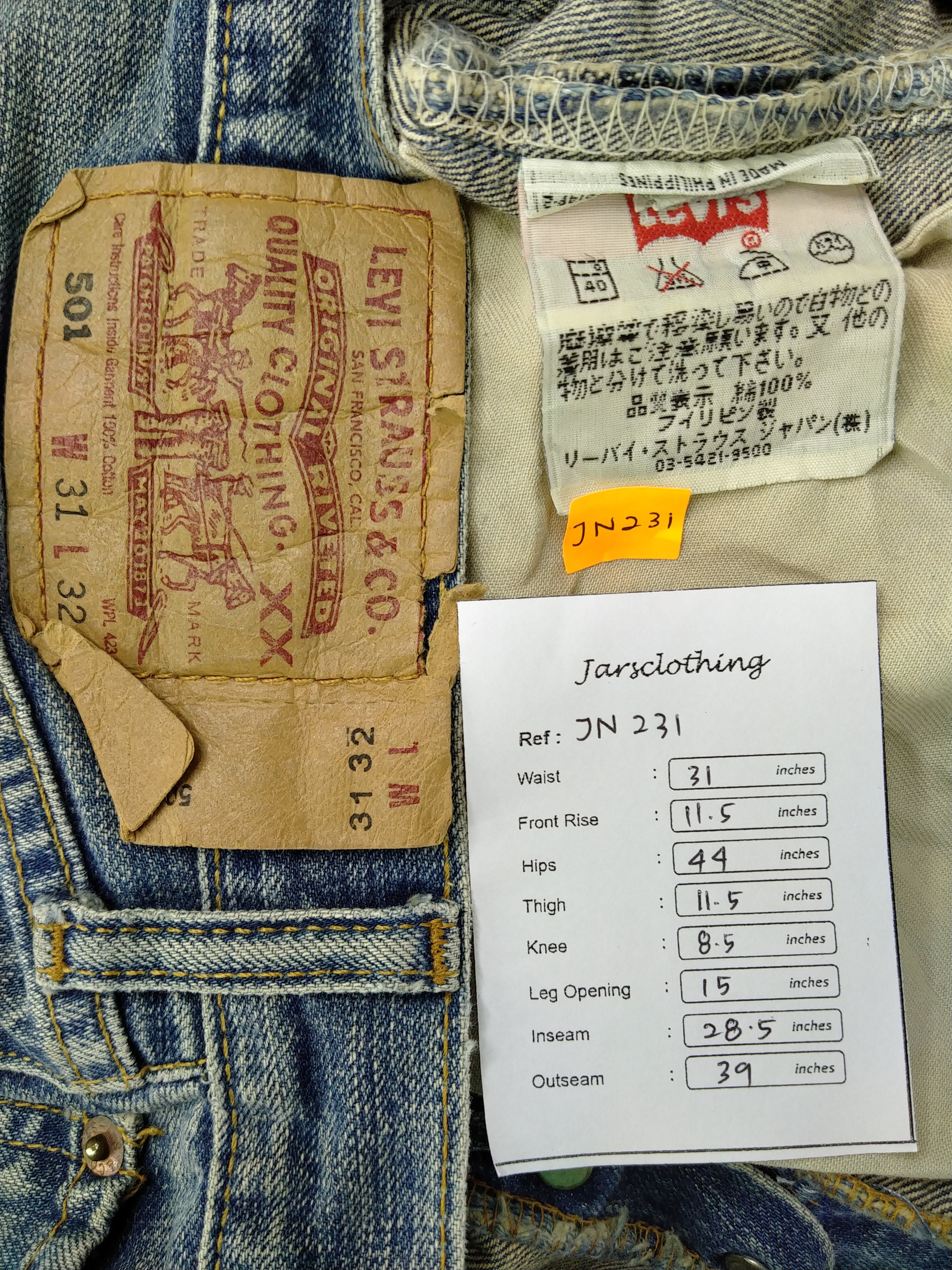 31x28.5 Vintage Levi's 501 Jeans Made in Philippines Button 359