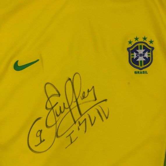 Rare Vintage 2002-2004 Brazil Nike Football Shirt Signed Authentic Brasil National Team Jersey YellowGreen Size L Retro Soccer Ginga Style View 5