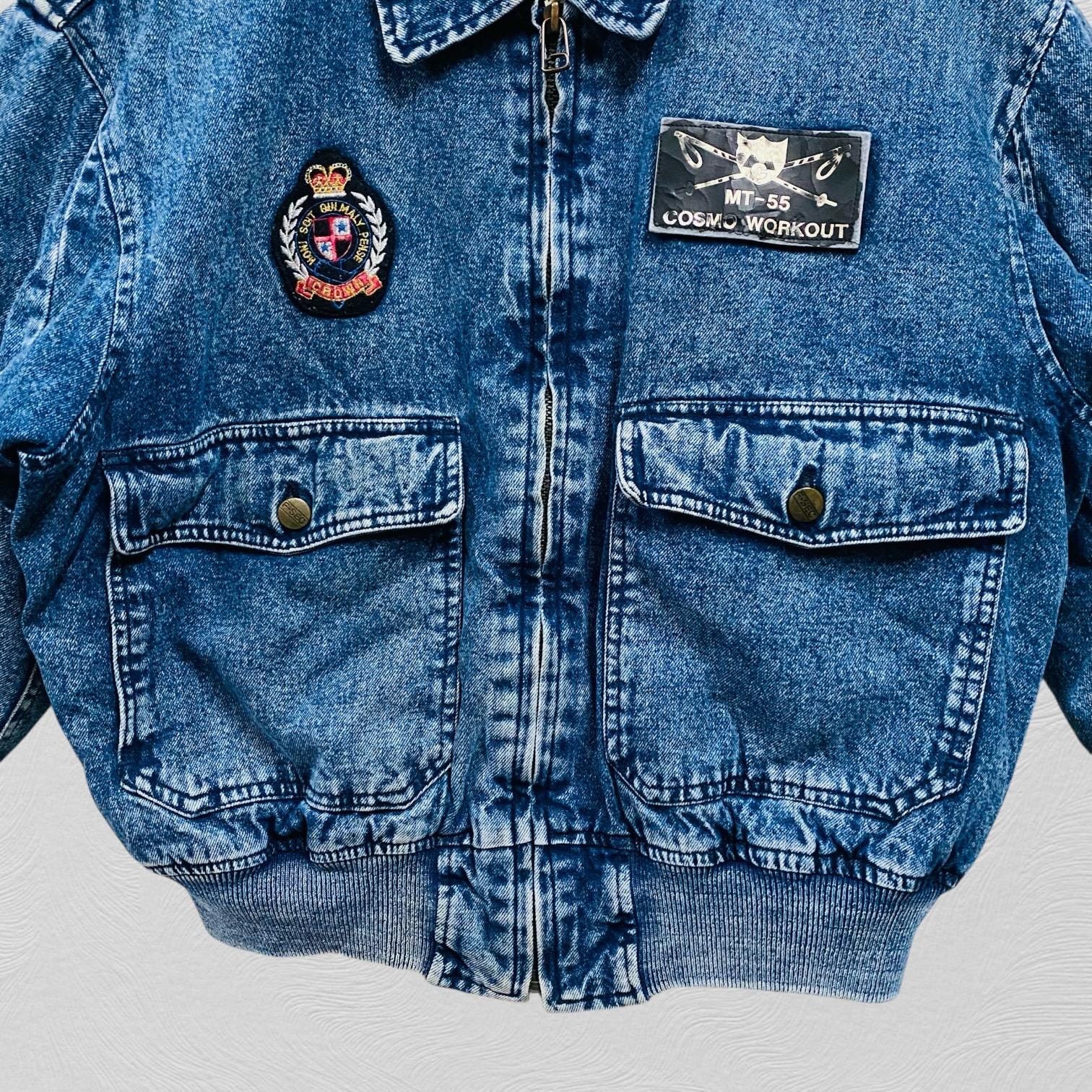 Vintage Fsection Acidwash Denim Bomber Jacket Japanese Brand