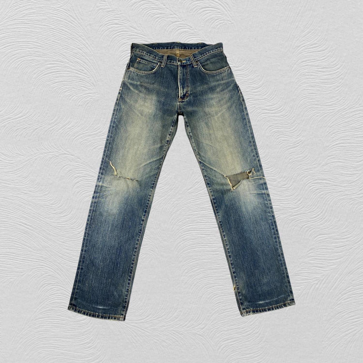 Size 32x31 Vintage Wrangler W0384 Jeans Distressed Made in Japan