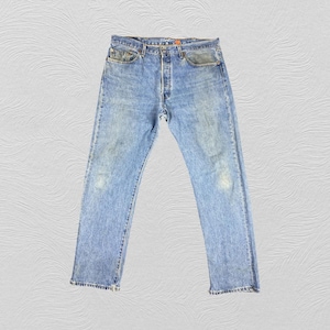 37x34 Vintage Levi&#39;s 501 Jeans Blue Denim Red Tab Faded Denim Grunge Style Vintage Denim Unisex Jeans