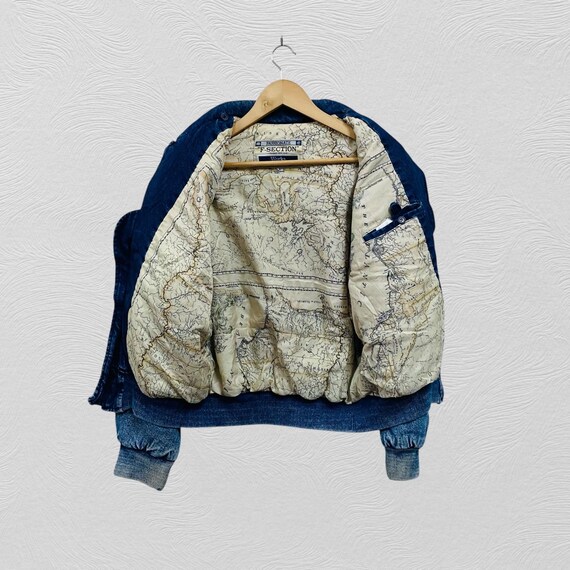 Vintage Fsection Acidwash Denim Bomber Jacket Japanese Brand