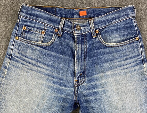 Kleding Gender-neutrale kleding volwassenen Jeans Redline Vintage Levi's 502 Jeans 29x30 Distressed Blue Denim Rood Tab Vervaagd Denim Grunge Stijl Vintage Denim Unisex Jeans 