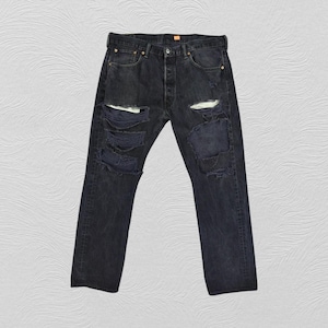 38x31 Vintage Levi&#39;s 501 Black Jeans Denim Red Tab Faded Denim Grunge Style Vintage Denim Unisex Jeans