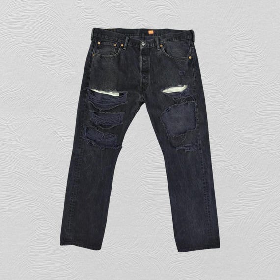 Size 38x31 Vintage Levi's 501 Black Jeans Denim Red Tab Faded