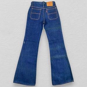Vintage 70s BIG STONE Denim Flare Jeans High Waist Button Fly Bell Bottom Indigo Blue Style Made in Japan Size 27 Hippie Boho Retro Workwear