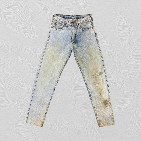 28x29.5 Vintage Levi's Jeans Denim JN 2495 Dirty Blue Red