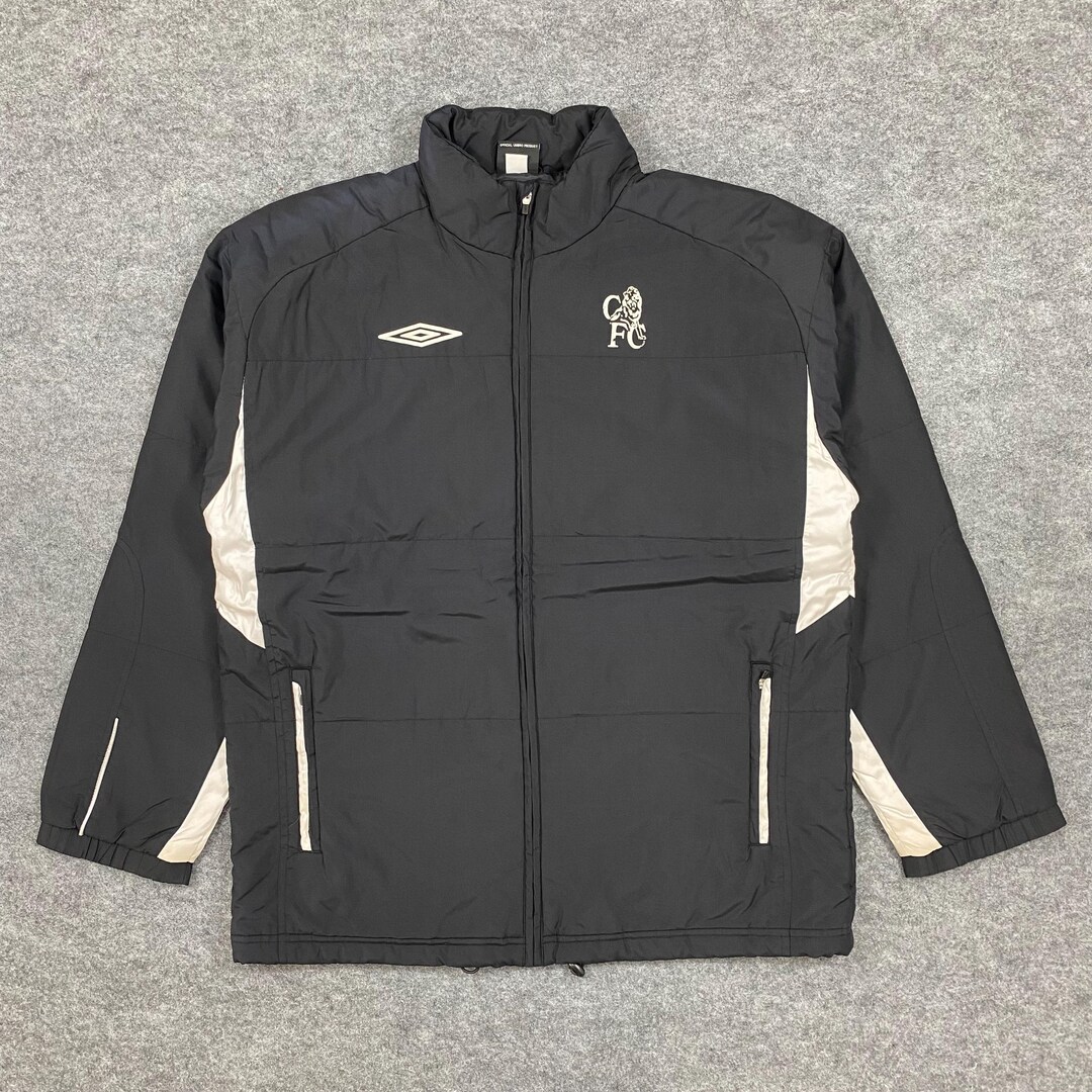 Vintage Chelsea FC Umbro Puffer Jacket Black 2000s| Embroidered