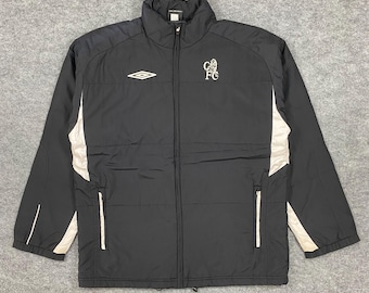 Vintage Chelsea FC Umbro Puffer Jacket Black 2000s| Embroidered