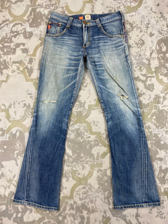 35x32.5 Distressed Blue Vintage Edwin Blue Trip Flare Jeans