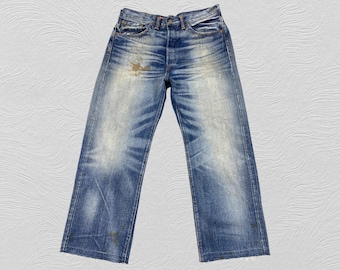 Größe 33x26.5 Selvedge Redline Faded Blue Vintage Double RRL Jeans Denim Distressed Denim Faded Denim Grunge Style Vintage Unisex Jeans W33
