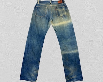 Größe 34x34.5 Selvedge Distressed Dirty Blue Vintage Go West Jeans Denim Red Tab Faded Denim Grunge Style Vintage Kleidung Unisex Jeans W34