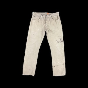 Vintage Levi's 501 Beige Jeans W32 Distressed Workwear Hose Made in USA Style Khaki Denim 90s Streetwear Button Fly Levi Strauss
